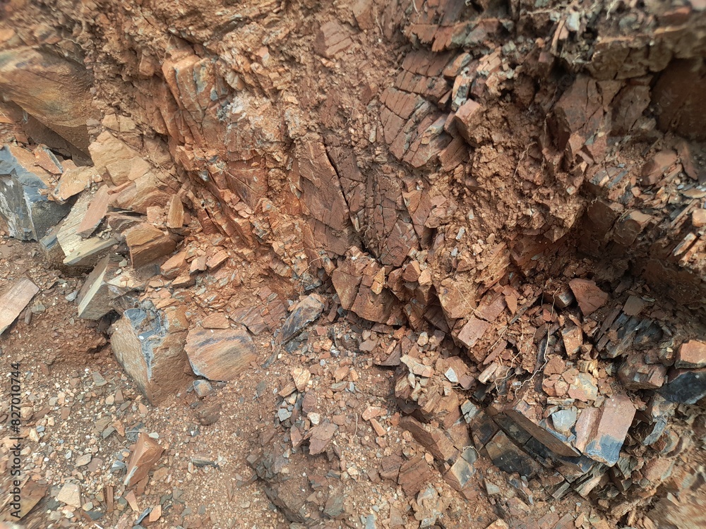 Complex rock layers, industrial rock cutting. Complex rock layers, industrial rock cutting.