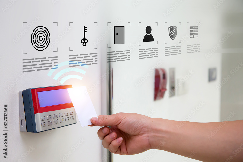 Hand scanning proximity ID card on reader access control system for ...