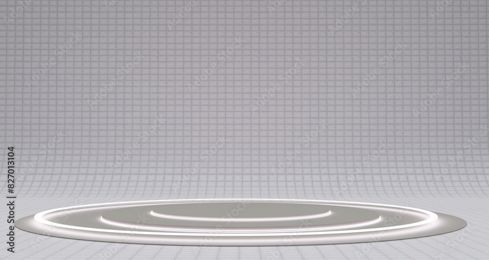 Obraz premium circular stage circular podium curved dome technology background 3D illustration