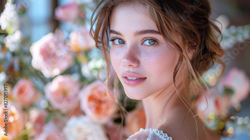 Frenchwoman Smile Celebrate Wedding Happy Anniversary in Rose Gardens