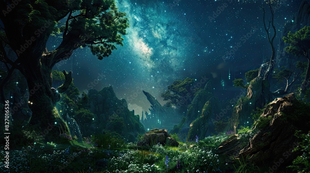 Milkyway forest nature backgrounds concept Milkyway forest nature backgrounds concept