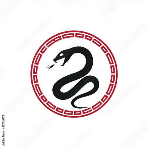 snake icon or snake logo. logo iconic snake chinese  circel logo snake  red snake logo. black color and white background. shio snake  snake chinese new years  snake tatto design  snake art. 