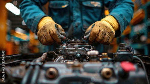 Male mechanic repairing car engine © diwek