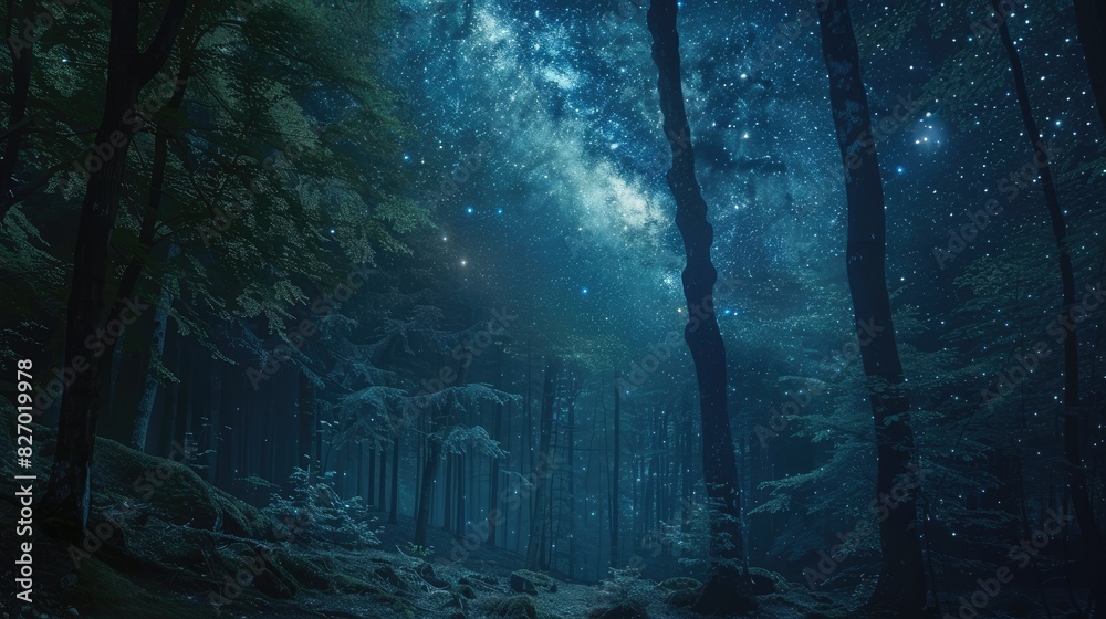 Fototapeta premium Milkyway forest nature backgrounds concept
