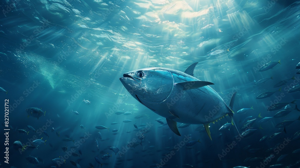 Fototapeta premium Scene is peaceful and serene, as the fish are swimming in their natural habitat