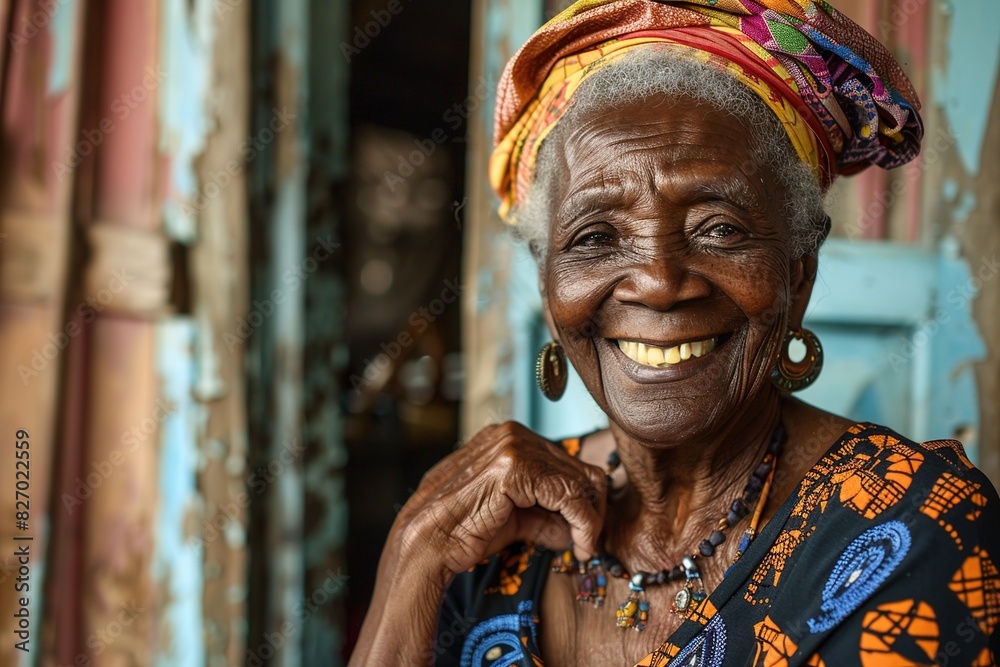 beautiful happy smiling african american old lady
