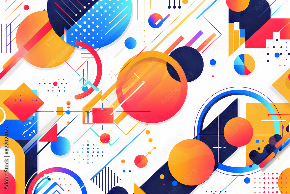 Obraz premium geometric abstract shapes and lines vector illustration in different colors artwork pattern