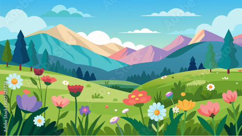 An idyllic meadow of wildflowers where you can fully disconnect and immerse yourself in the beauty of nature without distractions.. Vector illustration