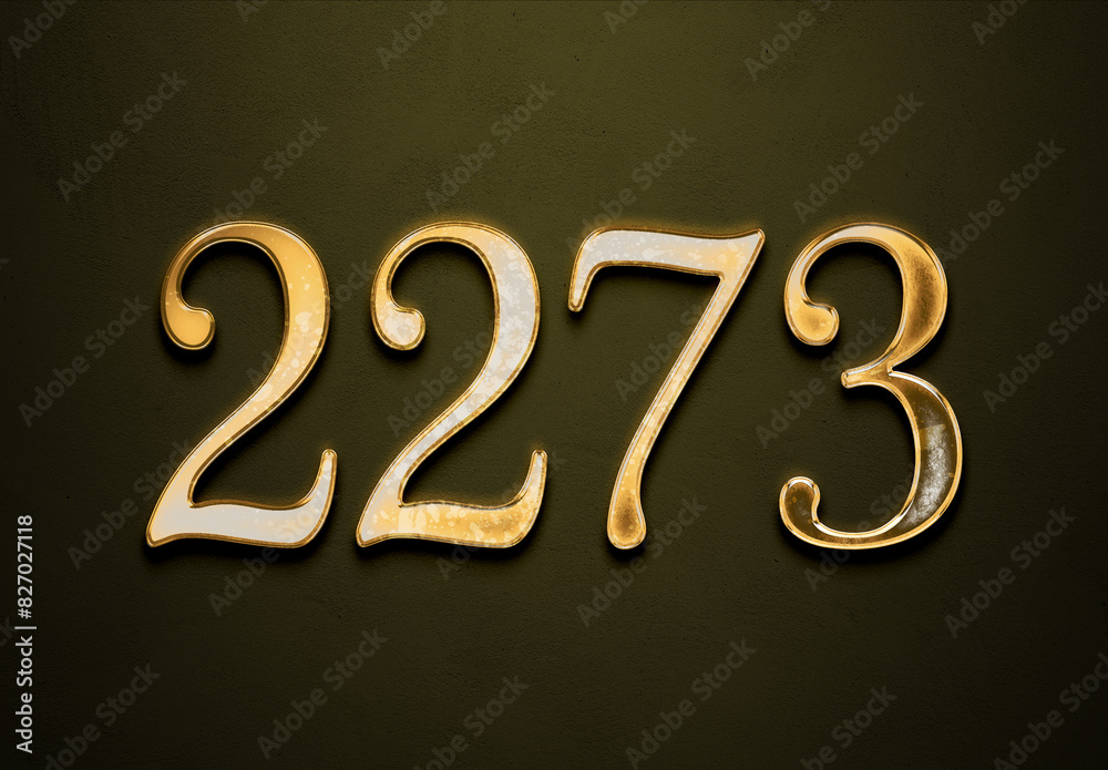 Old gold effect of 2273 number with 3D glossy style Mockup. Old gold effect of 2273 number with 3D glossy style Mockup.