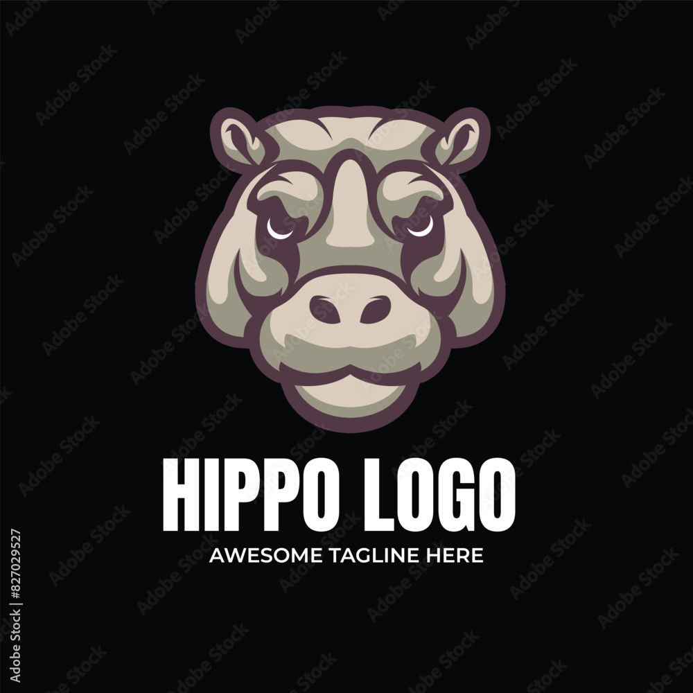 Hippo Illustration Mascot Logo Hippo Illustration Mascot Logo