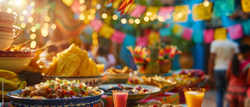 A vibrant Mexican fiesta bursts with color and energy