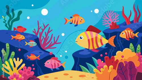 A trip to a coral reef provides the chance to see colorful fish and other marine life while also learning about coral bleaching and the importance of. Vector illustration