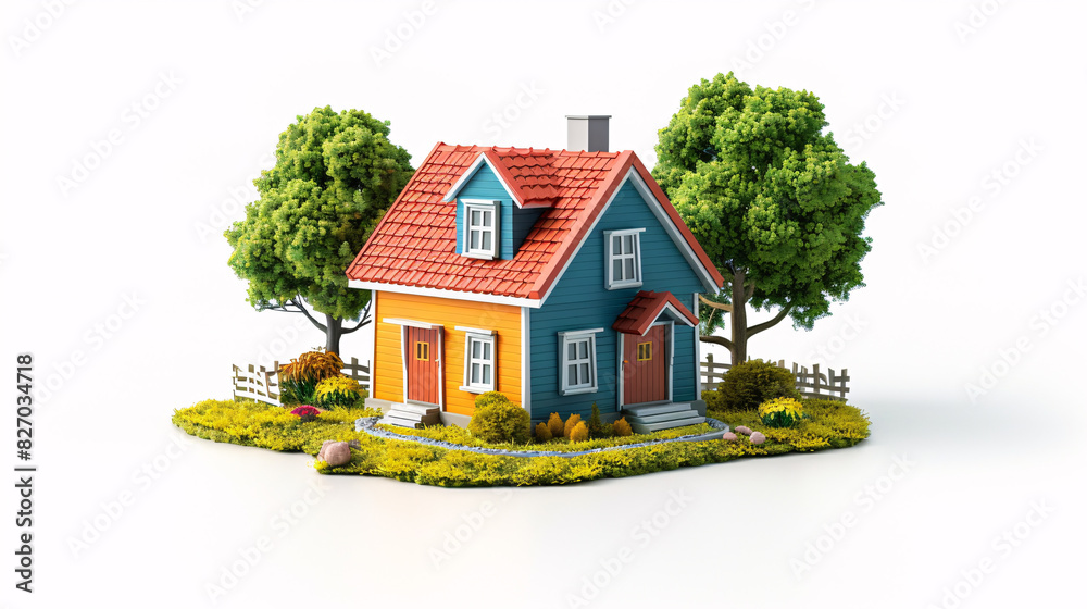 3D render of a minimalistic house design isolated on a white background 3D render of a minimalistic house design isolated on a white background