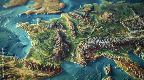 Fototapeta Naklejka Na Ścianę i Meble -  Digital Map Of france