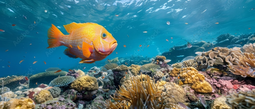 Fototapeta premium Ichthyologists often work on preserving marine biodiversity, studying the impact of overfishing and pollution on fish populations