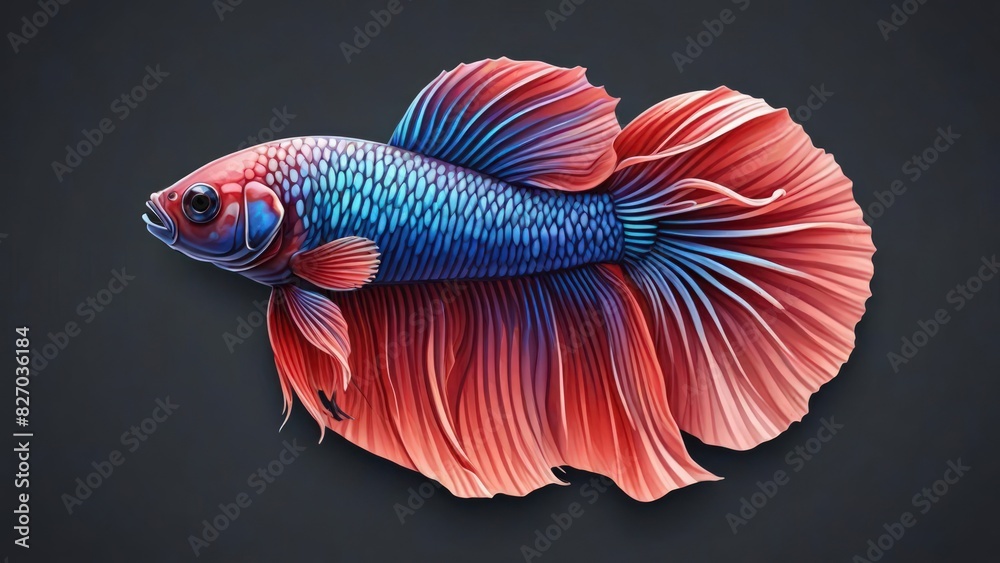 Fototapeta premium betta fish Double Tail or Double Tail Betta pink and blue with red