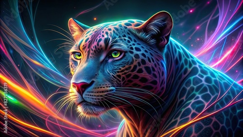 Abstract wallpaper of majestic panther in futuristic design photo