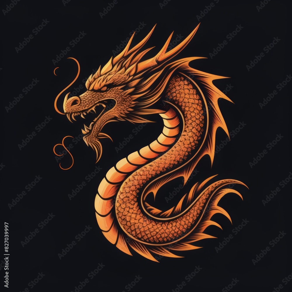 Obraz premium chinese zodiac year of the dragon, chinese new year, chinese new year, logo iconic dragon, circel logo dragon, red dragon logo, wood dragon chinese new year symbol, logo red dragon cool