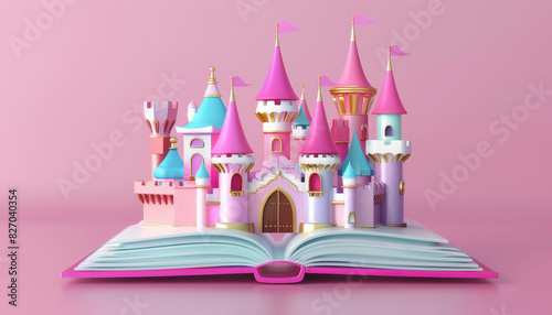 A book is opened to a page with a castle on it by AI generated image