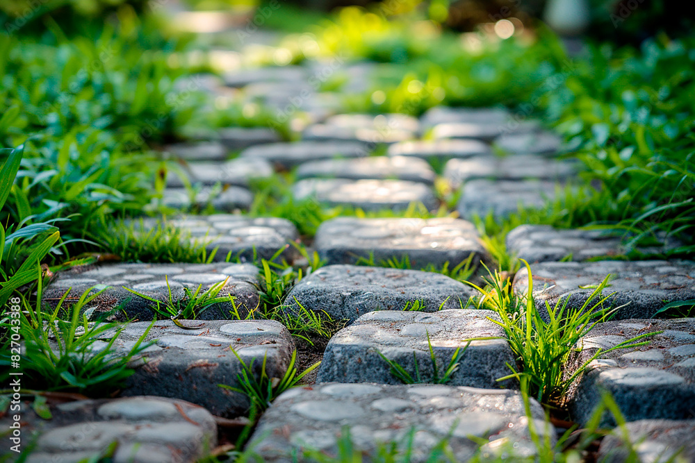A path made of stones and grass
