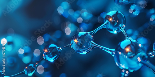 Background of blue molecule atom structure with vibrant blue color, Nanotech Elegance Grace in the Infinitesimal.
 photo