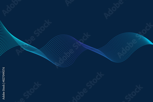 Vector illustration of blue wallpaper with wavy line art.