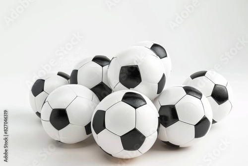 Realistic photograph of a complete Soccer balls solid stark white background  focused lighting