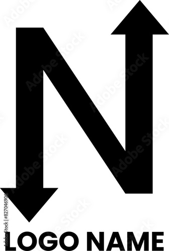 Free Download black and white N letter arrows - GFXLoad