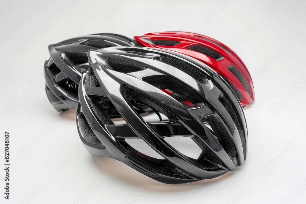 Realistic photograph of a complete Cycling helmets,solid stark white background, focused lighting Realistic photograph of a complete Cycling helmets,solid stark white background, focused lighting