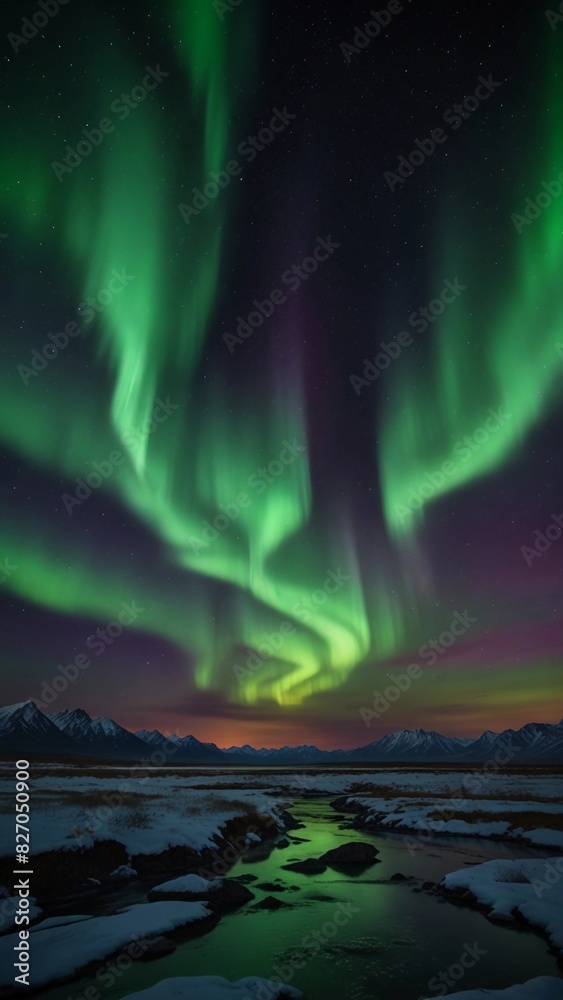 beautiful and peaceful view of the aurora