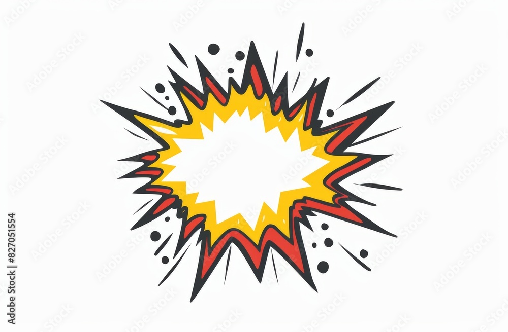 Flat Cartoon Vector Graphic of an Explosion Icon with Red Border and Yellow Center on White Background Flat Cartoon Vector Graphic of an Explosion Icon with Red Border and Yellow Center on White Background