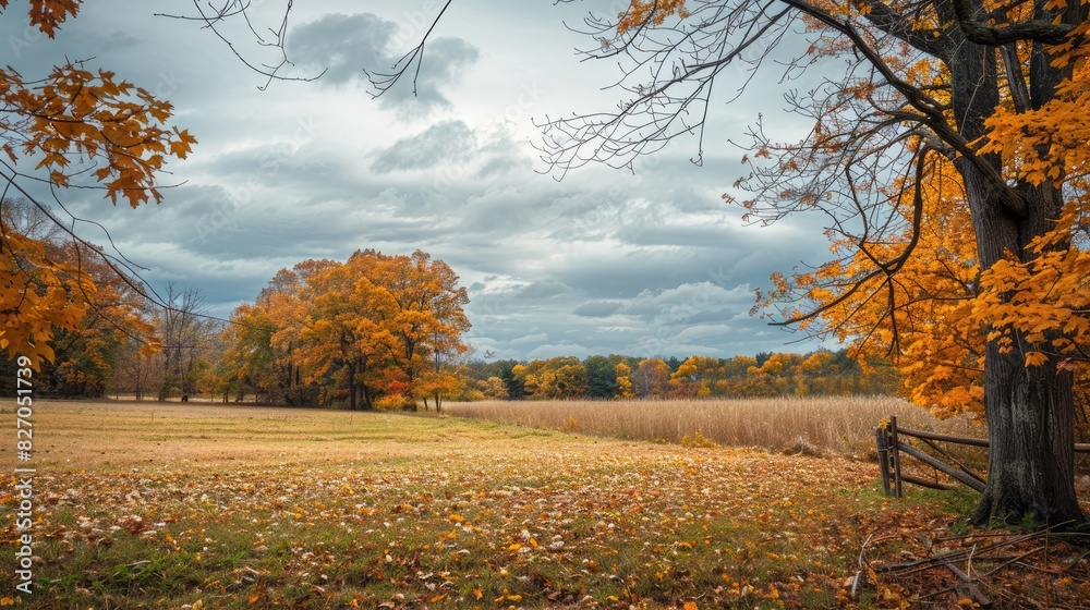 Naklejka premium An appealing overcast scenery during the fall season