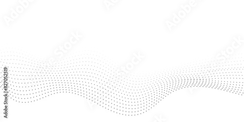Modern wave line smooth and particle abstract background. Gray wave line dot background.