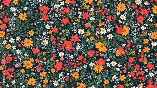 seamless pattern with hearts and flowers
