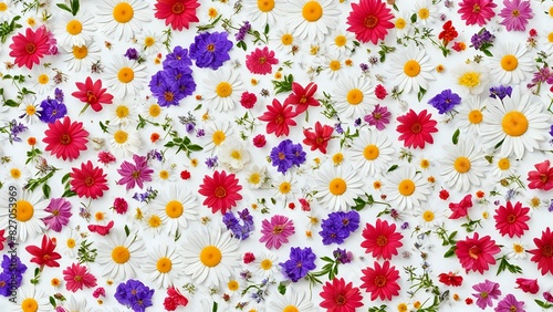 seamless pattern with hearts and flowers