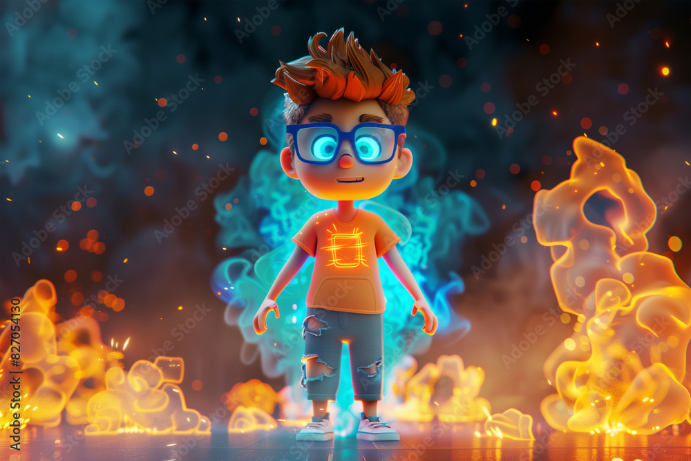 3d game character cartoon portrait glow effect 3d background isolated 3d game character cartoon portrait glow effect 3d background isolated