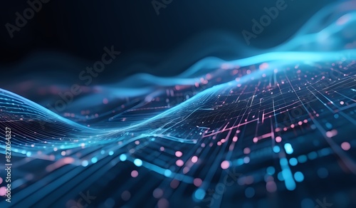 Digital backdround ideal for technological operations, neural networks, AI, data transmission and encryption, digital archives, audio and visual representations, scientific research