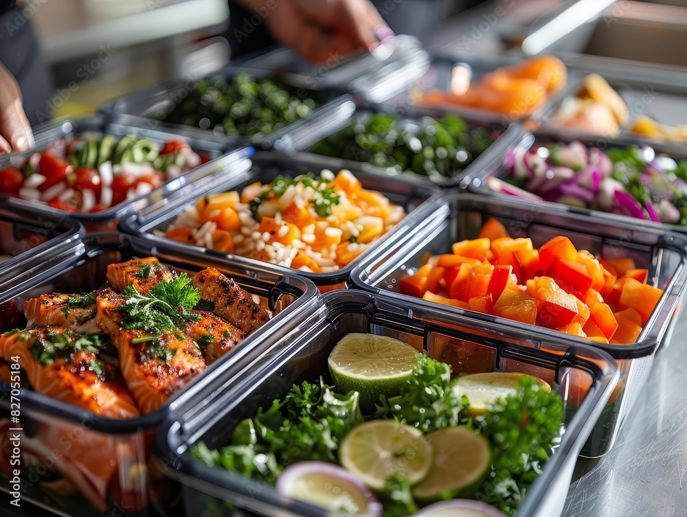 Preparing school lunches with smart containers tracking freshness, capturing various perspectives and ethnicities