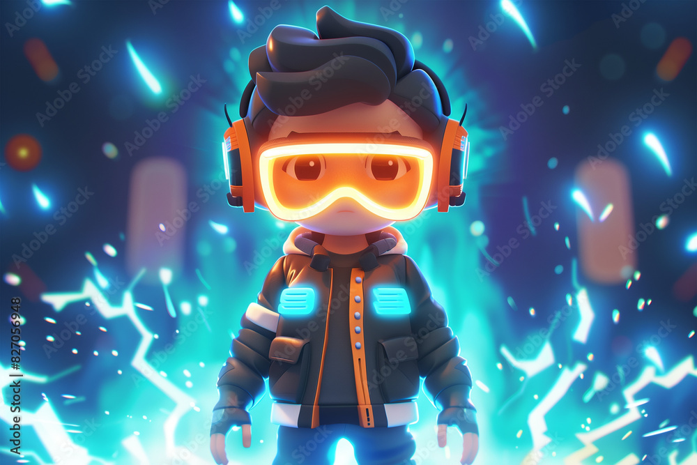 3d game character cartoon portrait glow effect 3d background isolated 3d game character cartoon portrait glow effect 3d background isolated