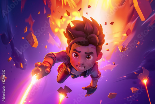 Wallpaper Mural 3d game character cartoon portrait glow effect 3d background isolated Torontodigital.ca