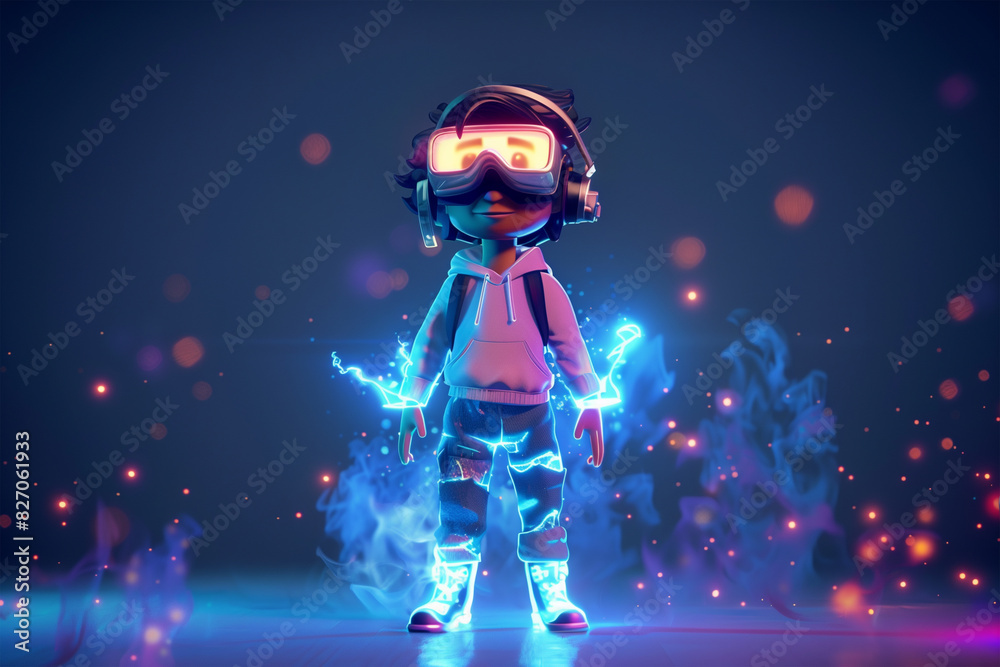 3d game character cartoon portrait glow effect 3d background isolated 3d game character cartoon portrait glow effect 3d background isolated