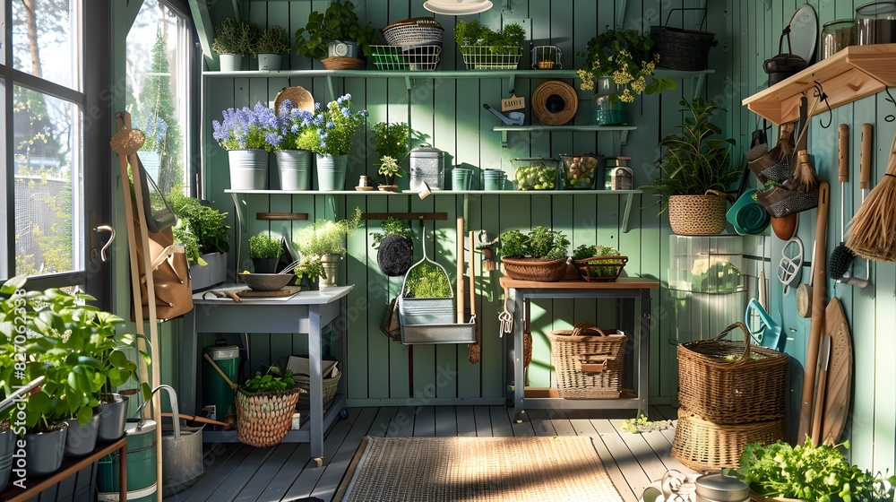 picturesque garden shed interior design , garden shed interior with DIY tools