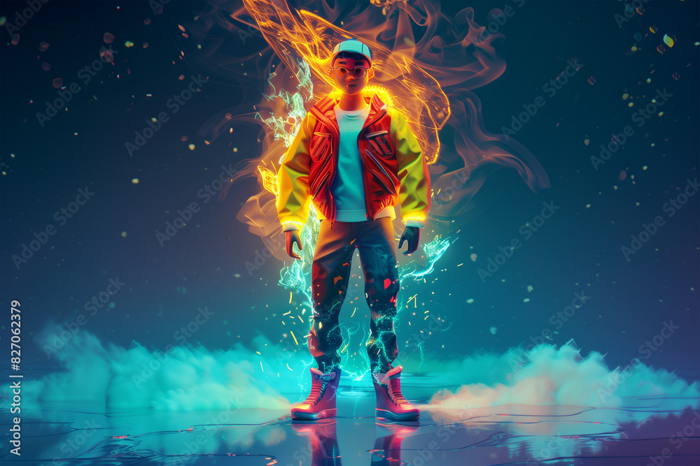 3d game character cartoon portrait glow effect 3d background isolated 3d game character cartoon portrait glow effect 3d background isolated