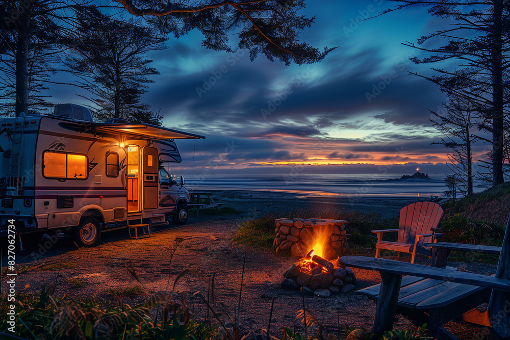 RVs, cozy atmospheres and picturesque camping scenes RVs, cozy atmospheres and picturesque camping scenes