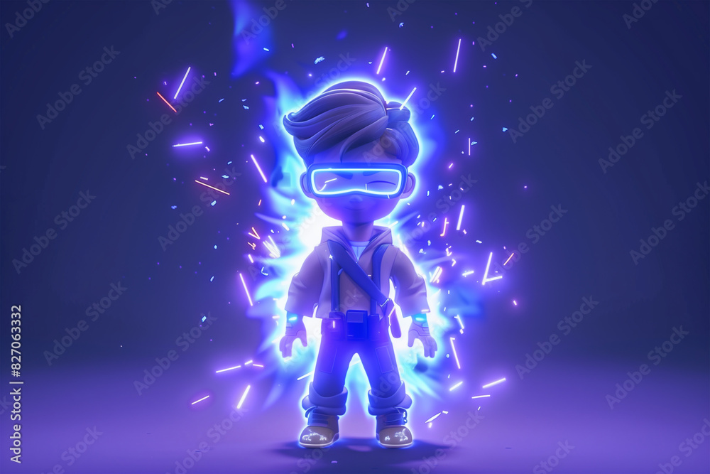 3d game character cartoon portrait glow effect 3d background isolated 3d game character cartoon portrait glow effect 3d background isolated