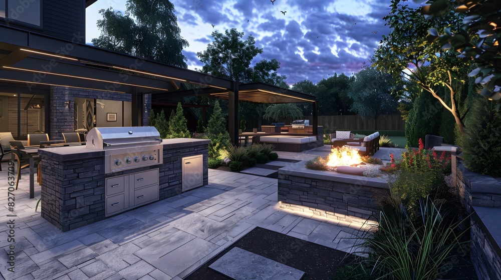 View of well-designed patio with outdoor kitchen , ideas for a patio with an ...