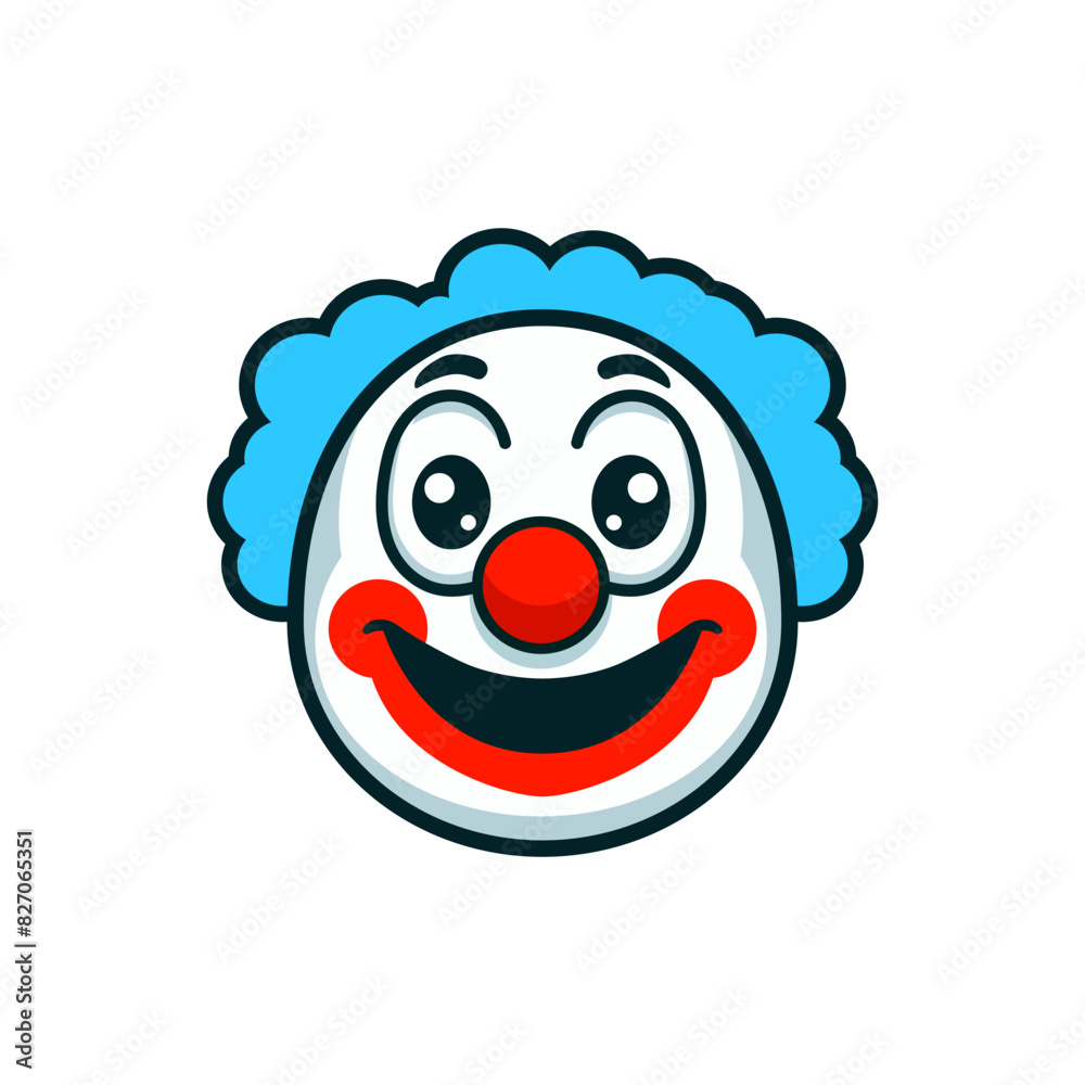 Obraz premium clown face with blue hair cartoon character vector illustration template design