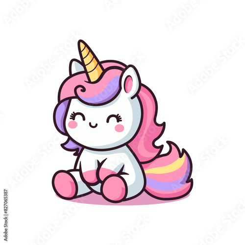 cute unicorn horse myth animal cartoon character vector illustration template design