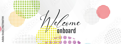 Welcome onboard card on white background