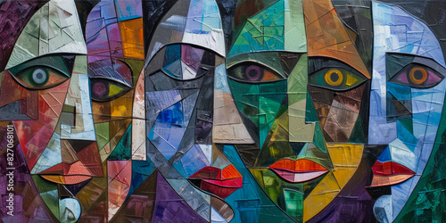 Surrealistic Oil Painting In Cubist Style For Design Created Using Artificial Intelligence